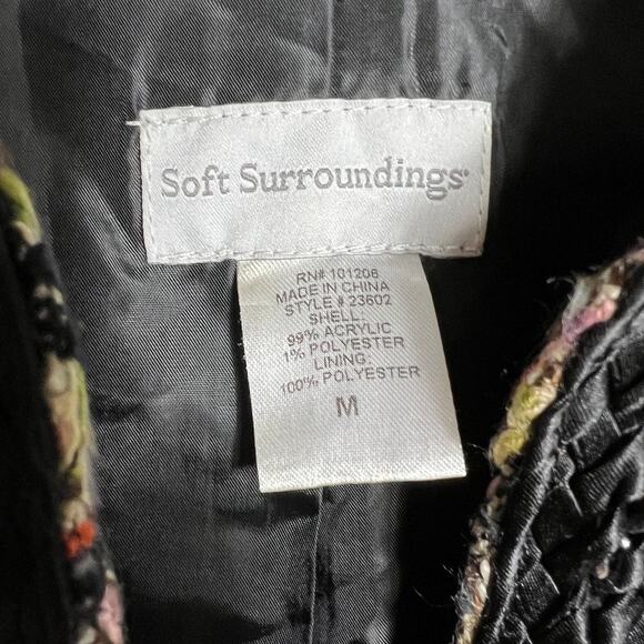 Soft Surroundings Tweed Black Regal Blazer Jacket Orange Green Women Size Medium - Picture 2 of 8